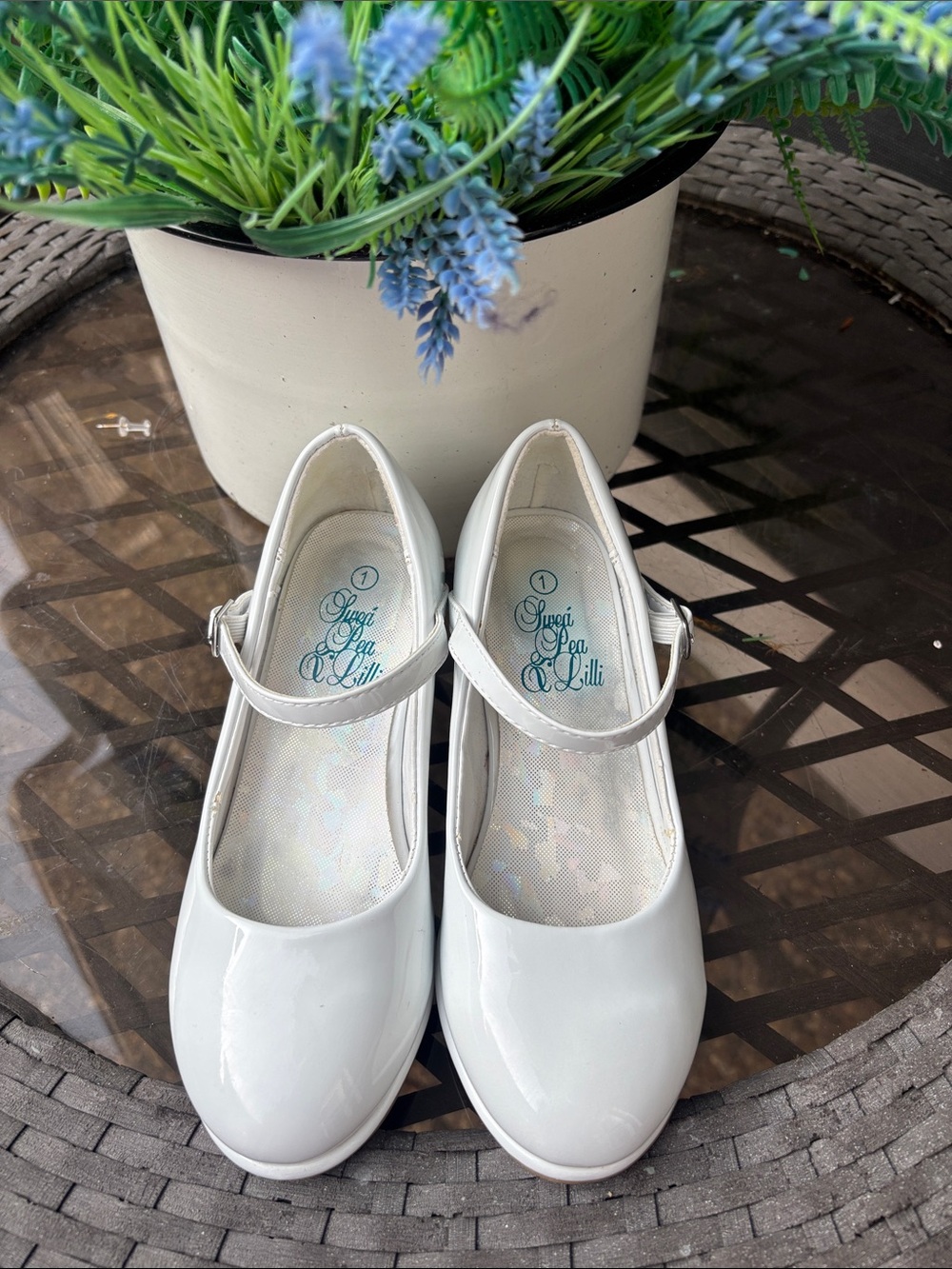 Swea Pea & Lilli Mary Jane White Leather Dress Shoes Size 1